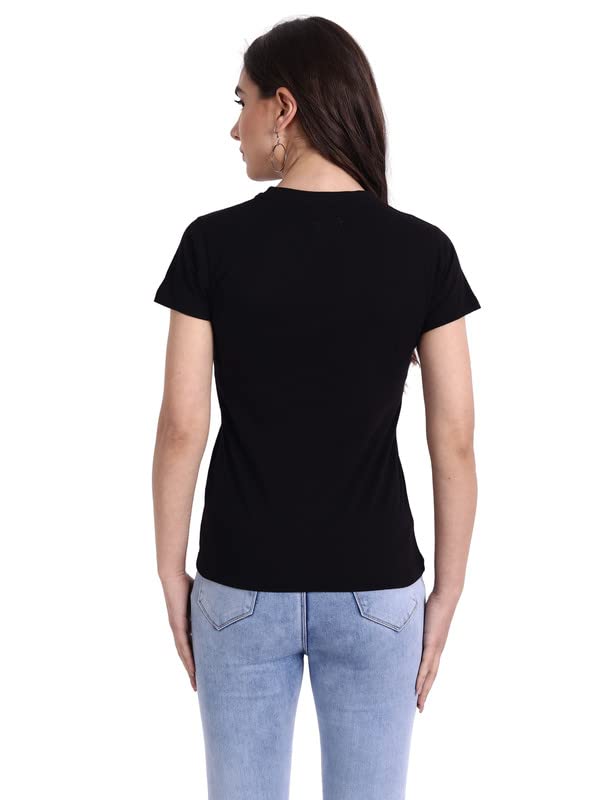 Image of Preneum Women's Graphic Printed T-Shirt, Round Neck Half Sleeve Casual Slim Fit Cotton Blend Tee, College, Office & Travel