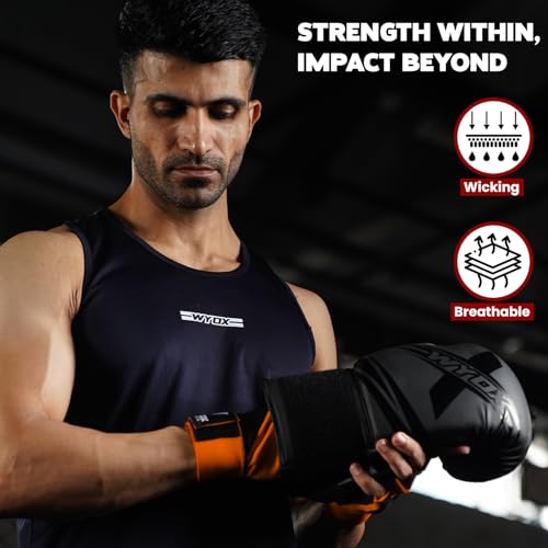 Image of WYOX Neoprene Gel Boxing Hand Wraps Inner Gloves for Men & Women - 80cm /31in Quick Wrist Strap, Padded Knuckle Protection, Fingerless MMA Muay Thai Kickboxing Wraps for Training & Martial Arts