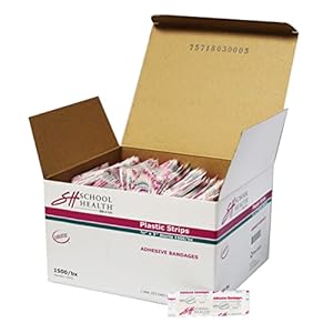 School Health – Adhesive Bandages, Comfortable Form-fitting Protection & Wound Care for Minor Cuts and Scrapes, Premium Adhesive Stays Secure with Movement or Perspiration, Plastic, 3/4″ x 3″ 1500/Box