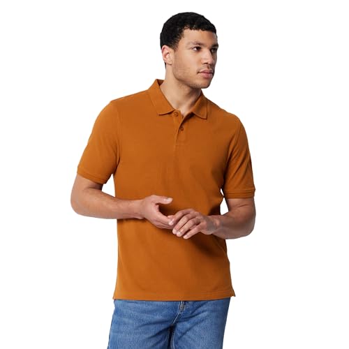 Image of Amazon Essentials Men's Regular-Fit Short-Sleeve Cotton Piqué Polo Shirt (Available in Big and Tall), Caramel, XXL