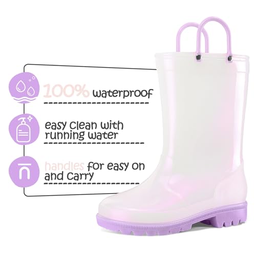 K KomForme Kids Girls & Boys Rain Boots with Easy-on Handles Waterproof Outdoors3