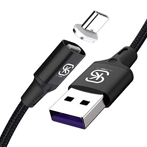 USB C Magnetic Cable SIKAI 5A Huawei Supercharge Magnetic USB Type C Charging Cable Cord Fast Charger for Huawei Mate 20 Pro Mate 20 X Mate 10 9 Pro Porsche P20 Lite P10 (2-Pack-Black)