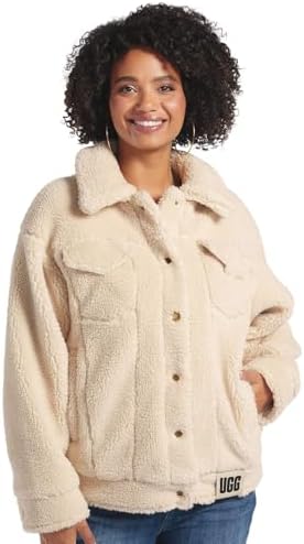 UGG womens Frankie Sherpa Trucker Jacket Coat, Natural Ii, Medium