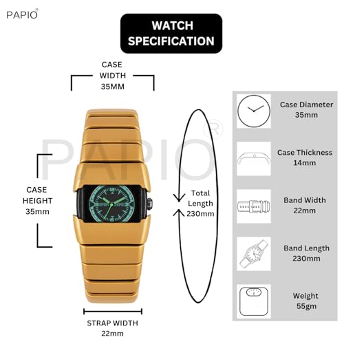 Image of PAPIO Stylish Rectangle Dial Analogue Watch | Premium Plastic Strap | Fashion Unisex Wrist Watch for Men, Boys, Women
