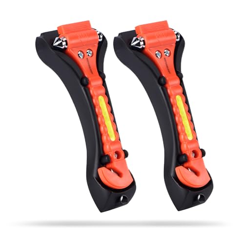 Image of MOTORBUDDY 2-Pack Car Safety Hammer Seatbelt Cutter, Auto Emergency Escape Hammer with Window Glass Breaker and Seat Belt Cutter, Escape Tool for Car Accidents