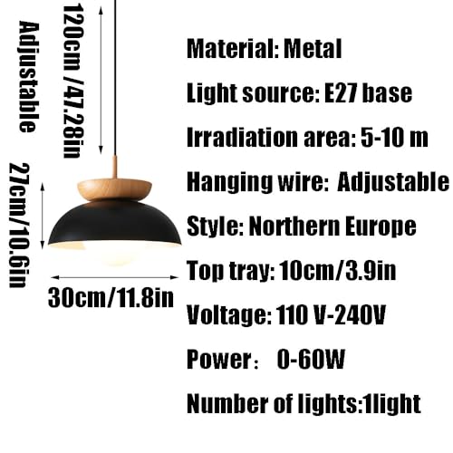 Lampe suspendue industrielle en métal noir pour éclairage de plafond - 7