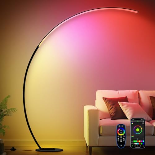 RGB Dimmable Arc Floor Lamps with 3 Color Temperatures, Ultra Bri...