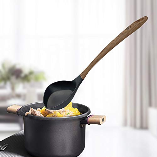 Tongyuan Soup Ladle Spoon-Large Nylon Scoop With Soft Woodlike Handle, Stylish And Comfortable Grip Strainer Ladle For Kitchen #TOP6