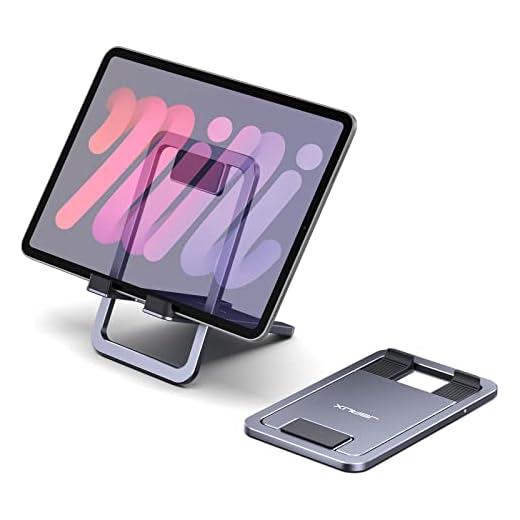JSAUX Universal Tablet Stand, Portable Foldable Tablet Holder for Desk Compatible with iPad mini/Air, Samsung Galaxy Tab, Kindle Fire, Steam Deck, Switch 2, ROG Ally, iPhone and Other Tablets-Gray