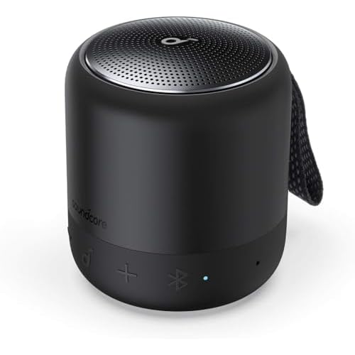 soundcore Anker Mini 3 Bluetooth-Lautsprecher, Kompakter Lautsprecher mit BassUp und PartyCast Technologie, USB-C, Wasserschutz IPX7, Individueller EQ black