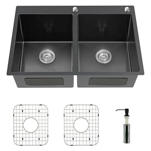 Koardink 33x22 Schwarz Doppelspülbecken Edelstahl