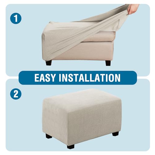 Image of H.VERSAILTEX Ottoman and Sofa Seat Cushion Combined Cover Slipcover Rectangle Sofa Slipcover Fit Length 56'-75' Suitable for L Shaped Seat Cushion Cover or Chaise Part Cover Thick Soft - Island Fossi