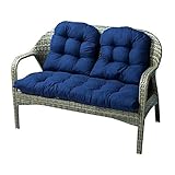 Indoor Outdoor 3 Piece Bench Cushion Set,3 Piece Wicker Settee Cushion,1 Loveseat Cushion and 2 Backrests Patio Wicker Seat Cushions,Patio Wicker Seat Cushions (Navy)