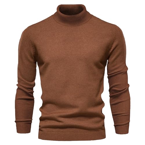 JEKE-DG Men's Fashion Knit Basic Pullover Slim Fit Solid Dress Sweater Turtleneck Long Sleeve Fall Winter Sweaters