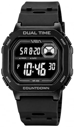 Image of V2A DIGITRON-KUBIX 3043 Digital Watch for Men | Retro Square Display | Urban Streetwear Sports Watch with Dual Time, Countdown Timer, Alarm, Backlight & 50M Water Resistance