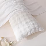 Chumerry Faux Fur Body Pillow Cover, Super Soft Fuzzy Plush Bedding Pillow Long Pillowcases 1 Pieces, Chic Striped Plaid Geometry Decorative White Body Pillowcase for Couch, Bed, 20 x 54 Inches