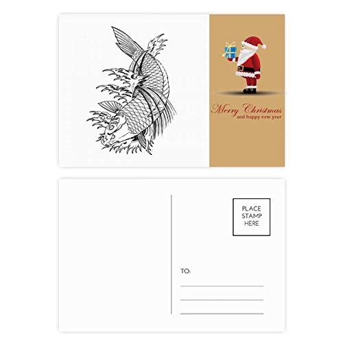 Cartes postales poissons chinois Père Noël pour éviter les vœux banals