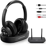 LETSACTIV Funkkopfhörer für Fernseher, kabellose TV-Kopfhörer mit TV-Sender-Ladestation für Senioren,Keine Audioverzögerung, Geeignet für Senioren oder Eltern, Schwarz
