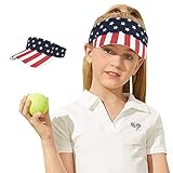 Century Star UPF 50+ Kids Visor Sun Hat Adjustable Girls High Ponytail Tennis Hat Sports Boys Running Golf Visor Cap 1Pc American Flag 8-14T