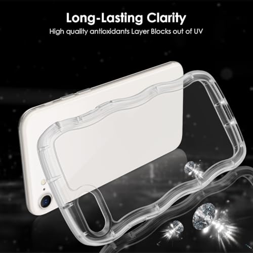 iPhone SE3 SE2 ケース クリア TPU+PC 韓国 可愛い ウェーブ ソフト 滑り止め 薄型 軽量 耐衝撃 おしゃれ スマホケース アイフォン SE3 SE2 8 7 ケース 4.7インチ PinLiSheng(クリア, iPhone SE3/SE2/7/8)