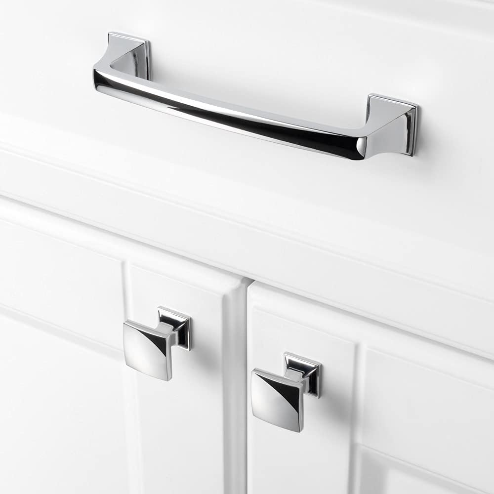 KOOFIZO 30 Pack Polished Chrome Cabinet Knobs Chrome Drawer Knobs K09 Square Single Hole Cabinet Pulls for Cabinets Drawers Dresser Cupboard Bedroom Closet Bathroom Vanity
