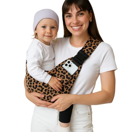 Toddler Carrier | Baby Sling Wrap – Adjustable Premium Cotton – 8 Months to 4 Years – 10-45 lbs (Brown Leopard)