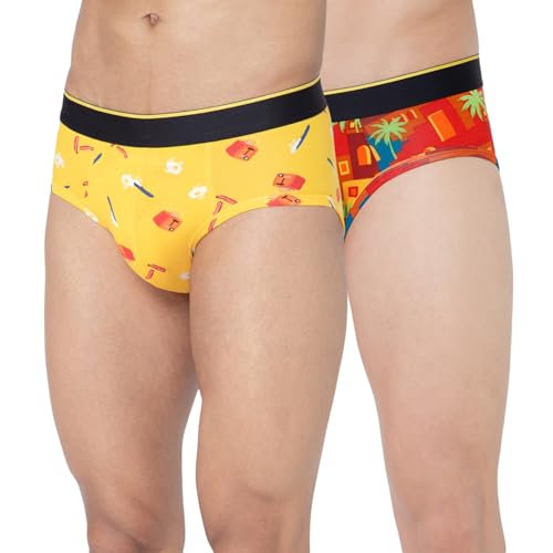 Image of Bummer Men's Printed Micro Modal Briefs Underwear | Ultra Soft & Breathable | Combo Pack of 2