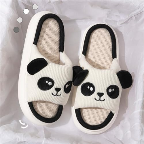 Rabbit And Bear Linen Slippers, Cute Animal Lace Slippers,Cotton Linen Couple's Home Shoes Indoor And Outdoor2