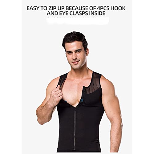 Camisa de compressão de peito masculina com zíper original para esconder ginecomastia moobs 1pcs (Co