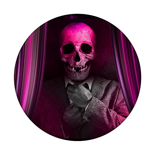 Purple Skull Suit Head Death Black Gothic PopSockets PopGrip: Swappable Grip for Phones & Tablets - Image 3
