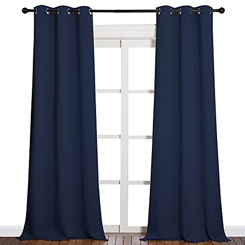 Image of NICETOWN Window Drapes Long Curtains - Living Room Panels Grommet Top Window Treatment for Hall & Guest Room (Navy, 42 inches Wide x 90 inches Long, 2 Pieces)