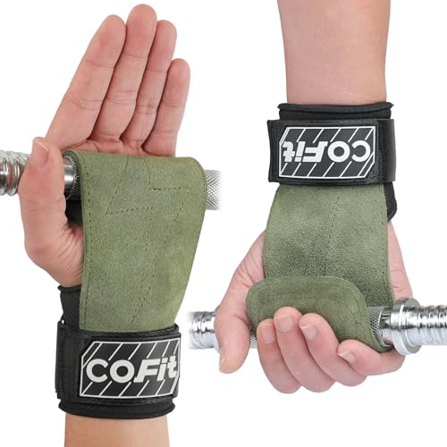 COFIT Cintas de Muñeca para Levantamiento de Pesas, Vendajes de Muñeca para Entrenamiento con Doble Capa de Cuero Oxford, Agarre Mejorado para una Protección Óptima de Mano y Muñeca - Verde