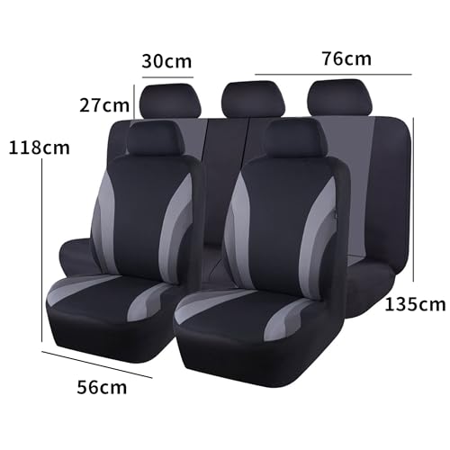 UUE Autositzbezüge Universal Fit Komplettset, Sitzbezüge Auto Universal Set (Vollständige Reihe, Grau und Schwarz), Auto-Schonbezüge für Normalsitze, 2 Vordersitzbezüge, 1 Rücksitzbezug