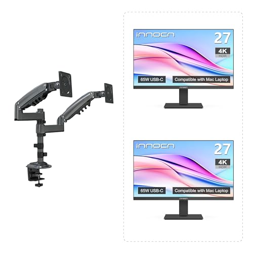 Image of INNOCN Dual Monitors with Arm - 2 x 27 3840 x 2160p 4K IPS USB C Monitors + 1 x Dual Monitor Arm