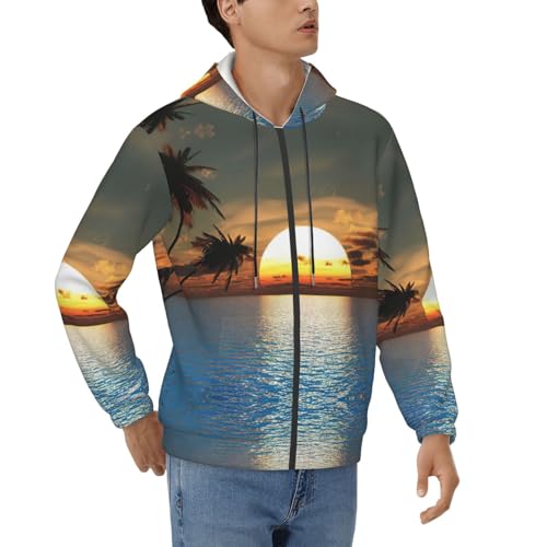Sweat à capuche homme manches longues avec cordon et motif imprimé