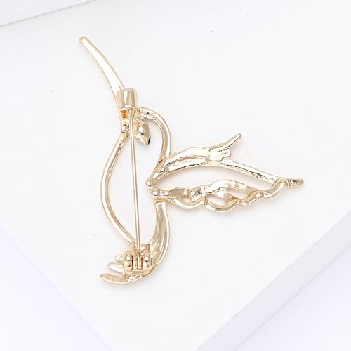 Image of Fashionable Rhinestone Hollow Hummingbird Brooch for Women Animal Pin Dress Suit Pin Accessories Party Banquet Gift
