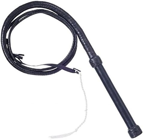 TackRus 8 Foot 10 Plait Black Stuntman Bull Whip Leather Bullwhip 70004