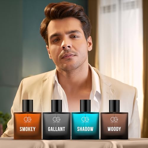 Image of OG BEAUTY Alpha Male Perfume Gift Set - 4x50ml Eau De Parfum for Man | Bold & Long-Lasting Scents - Shadow, Woody, Smokey, Gallant | Premium Gift for Him (20% Concentration)