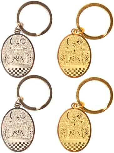4PCS Freemasonry Symbol Keychains - Crafted from Stainless Steel, Featuring Twin Pillars Boaz And Jachin Design, Mason Keyrings for Men & Women, Amulet Key Chains image 2