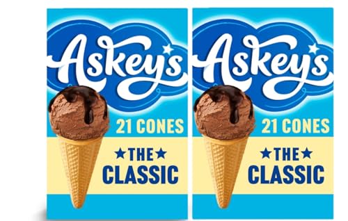 Aaskeys Family Pack Ice Cream Cones 21 Cones (Pack of 2) | Crispy Wafer Dessert Cones | Family Multipack with 42 Cones Total | Great for families parties and gatherings