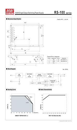 image for Mean Well RS-100-15 Enclosed Switching AC-to-DC Power Supply, Single O