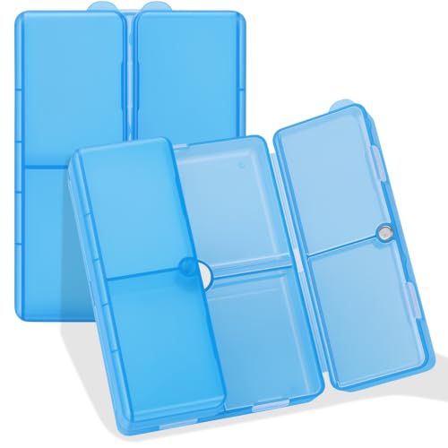 Image of FYY Travel Pill Organizer, 7 Compartments Large Pill Box Case-Clear Blue