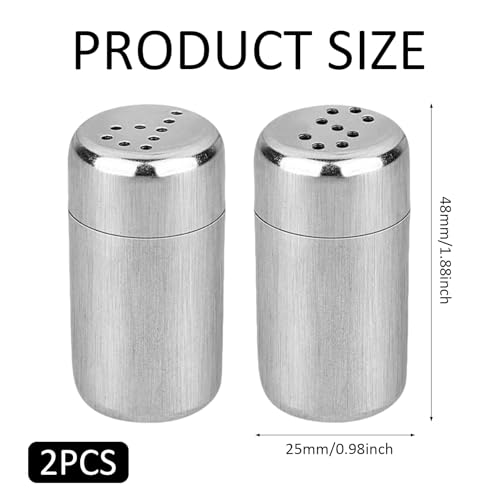 2 Stück Mini Salzstreuer für Unterwegs, Edelstahl Salz, 5ml Salzstreuer Klein mit Deckel, Gewürzflaschen Reise,Staubzuckerstreuer, Salz und Pfefferstreuer, für Restaurants Camping und Grill im Freien
