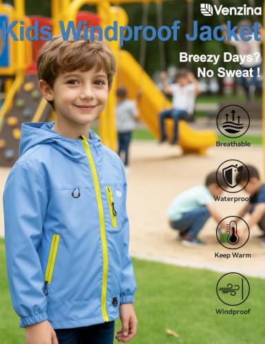 Image of Venzina Kids' Adventure-Ready Windproof Jacket Thermal-Insulated & Water-ResistantFixed Hood for Hiking, Camping, School