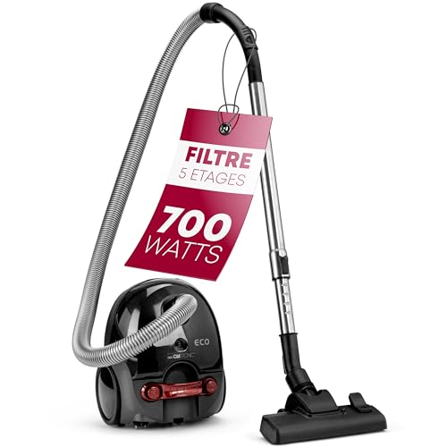 Clatronic® Aspirateur avec 700 Watts d'économie d'énergie | avec système de microfiltrage 5 Fois | Aspirateur avec Sac | Brosse pour Sol commutable et...