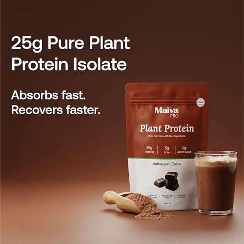 Image of Maiva Pro | Plant Protein Isolate - Indonesian Cocoa - 40gm (Pack of 5) | 25g Protein, 5g BCAA | Essential Amino Acids | Gut Friendly, Easy to Digest | Real Dates | Vegan, Dairy Free, No Preservatives