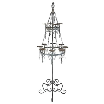 Design Toscano Malbark Castle Gothic Decor Floor Candelabra Candle Holder, 63 Inch, Grey Patina