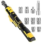 Cordless Ratchet Wrench for Dewalt 18V 20V Battery, 3/8‘ Electric Ratchet Kit with 9 Socket& Light, 16cm Cordless Ratchet Kit,400RPM Variable Speed Control,80N.m 1/4" Adapter for Furniture,No Battery