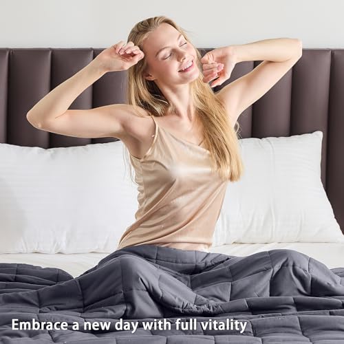 Image of yescool Weighted Blanket for Adults (15 lbs, 60 inch x 80 inch, Grey) Cooling Heavy Blanket for Sleeping Perfect for 140-160 lbs, Queen Size Breathable Blanket with Premium Glass Bead, Machine Washable