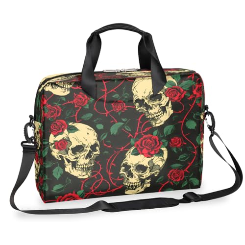 Bolsa para laptop con diseño retro floral y calaveras miniatura 1